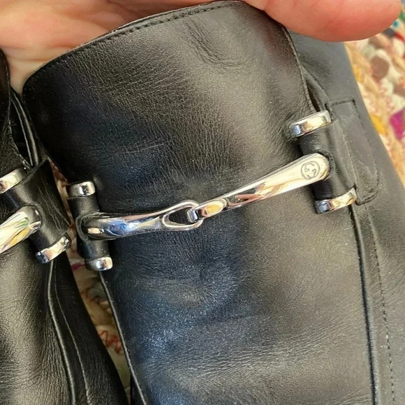 Gucci black silver horsebit  loafers - Picture 2 of 8